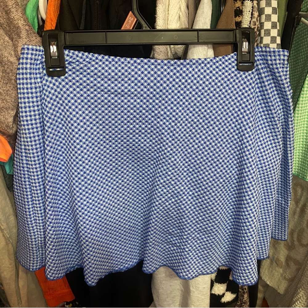 Wild Fable Blue and White Checkered Skater Skirt